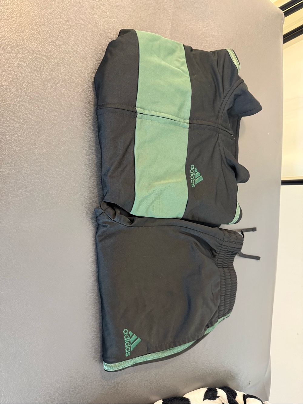 adidas Black and Mint Green Kids Athletic Shorts Set